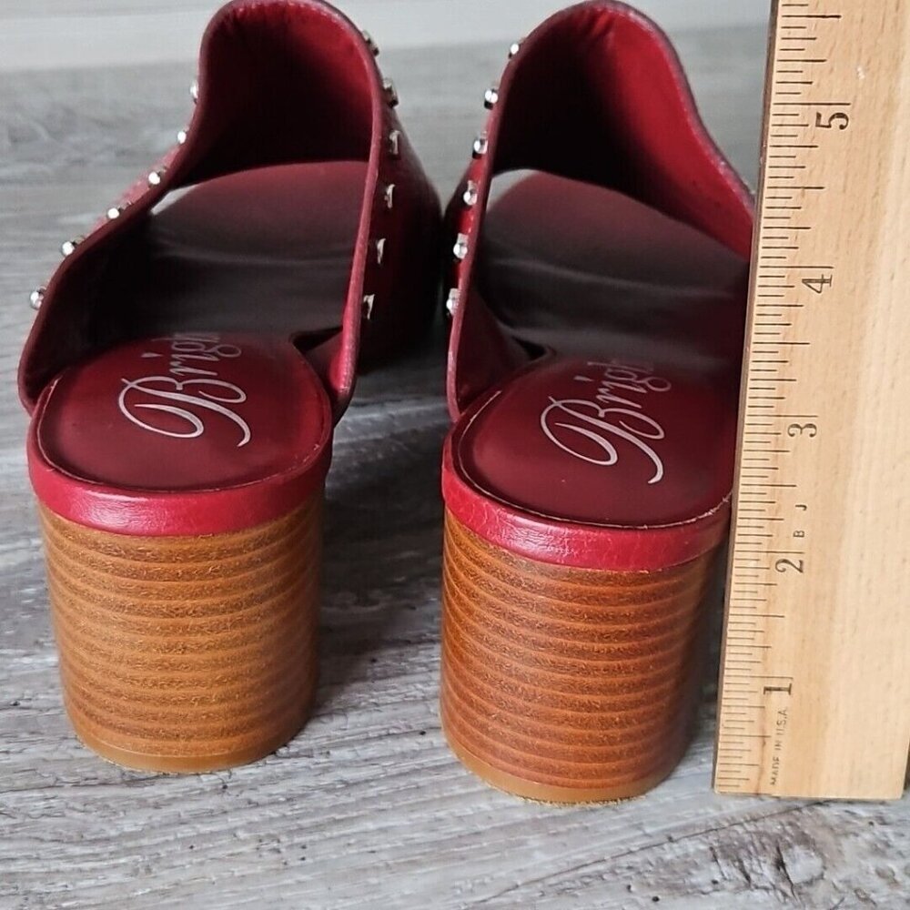 Brighton “TAP” Lipstick (Red) Leather Peep Toe Studded Heels Sandals - Size 8 M - Picture 11 of 15